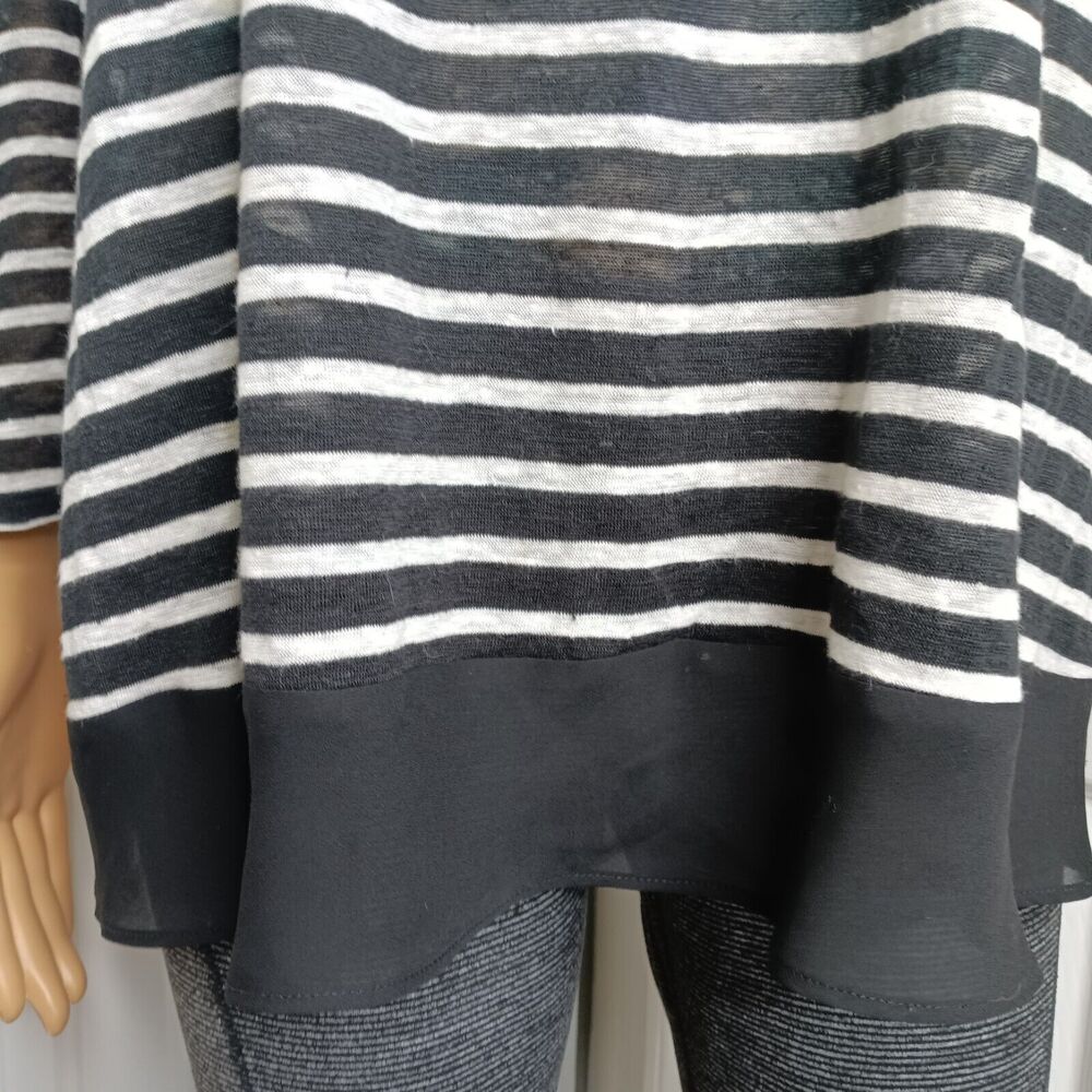 Lauren Ralph Lauren 100% Linen Lightweight Black Striped Long Sleeve Top P/L - Picture 5 of 6